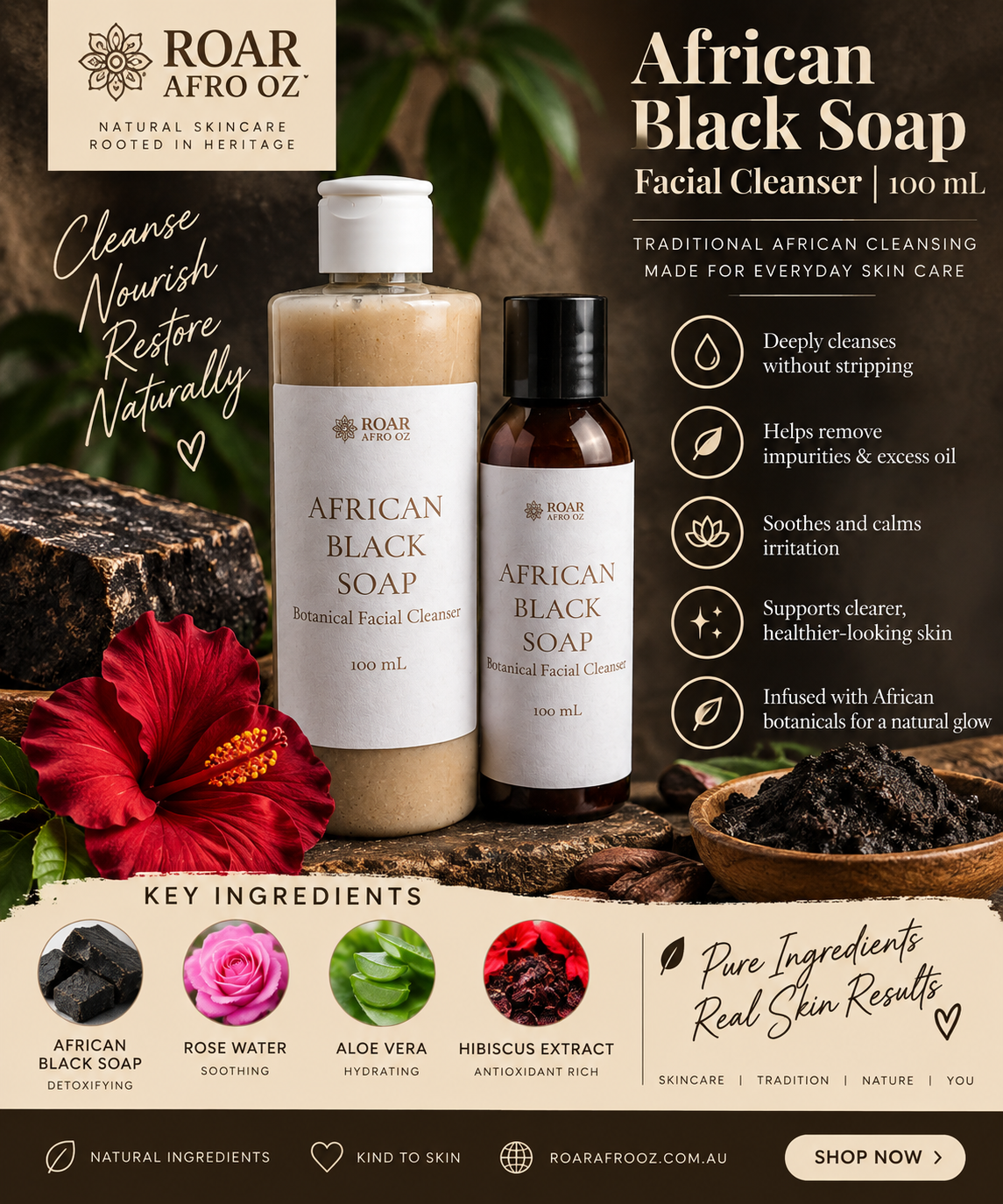 African Black Soap Facial Cleanser | 100 mL